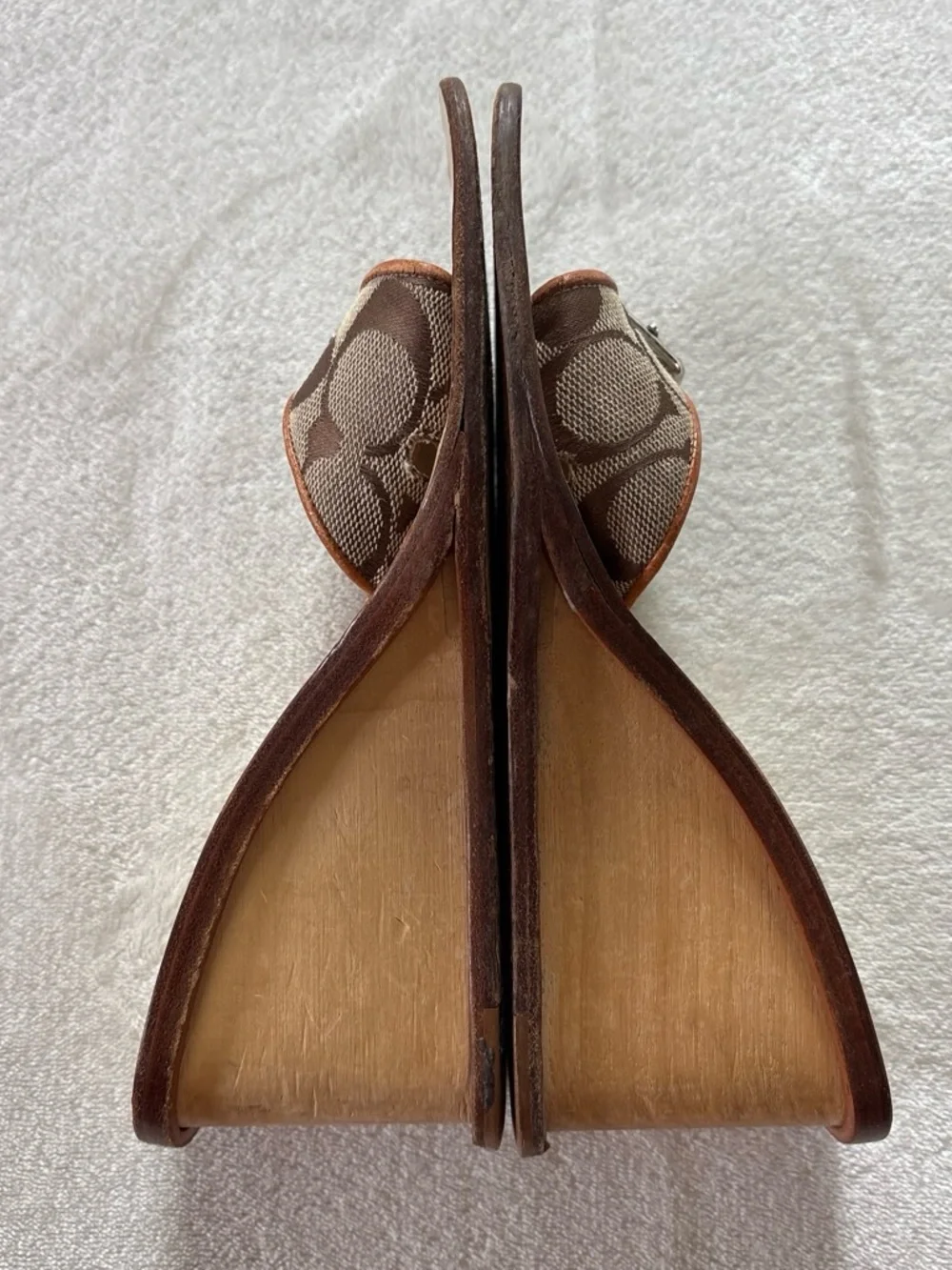 Coach Honey Wooden Platform Wedge Heels 1999 Brown Size 6